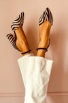 ZEBRA-PRINTED POINTED TOE PUMPS WITH ANKLE STRAP