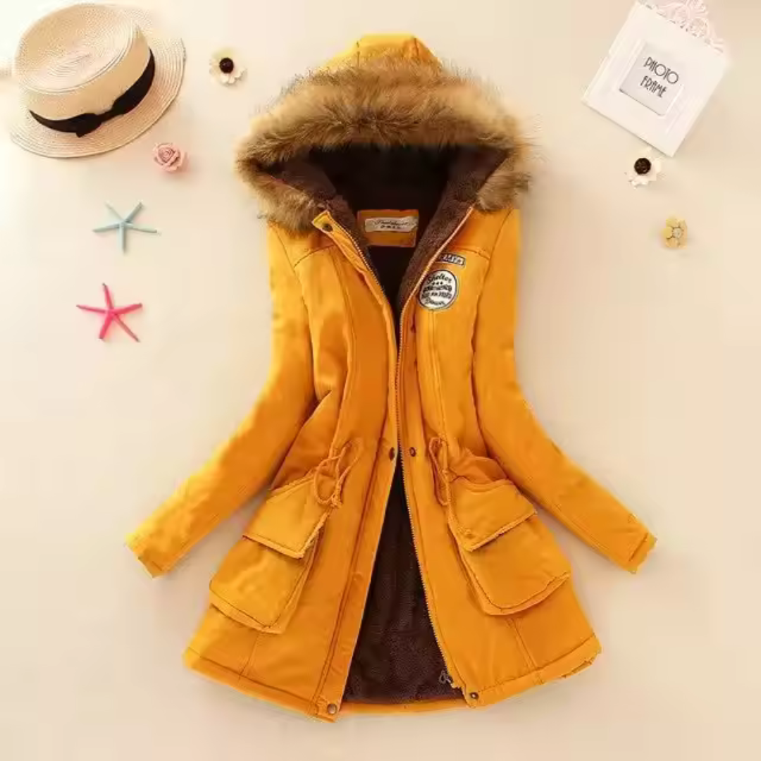 Therelle™ - Autumn/Winter Jacket with Hood, Embroidery, and Fitted Cut