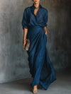 Sky | Shirt and Long Skirt Set