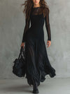 Elena | Black maxi dress with transparent sleeves