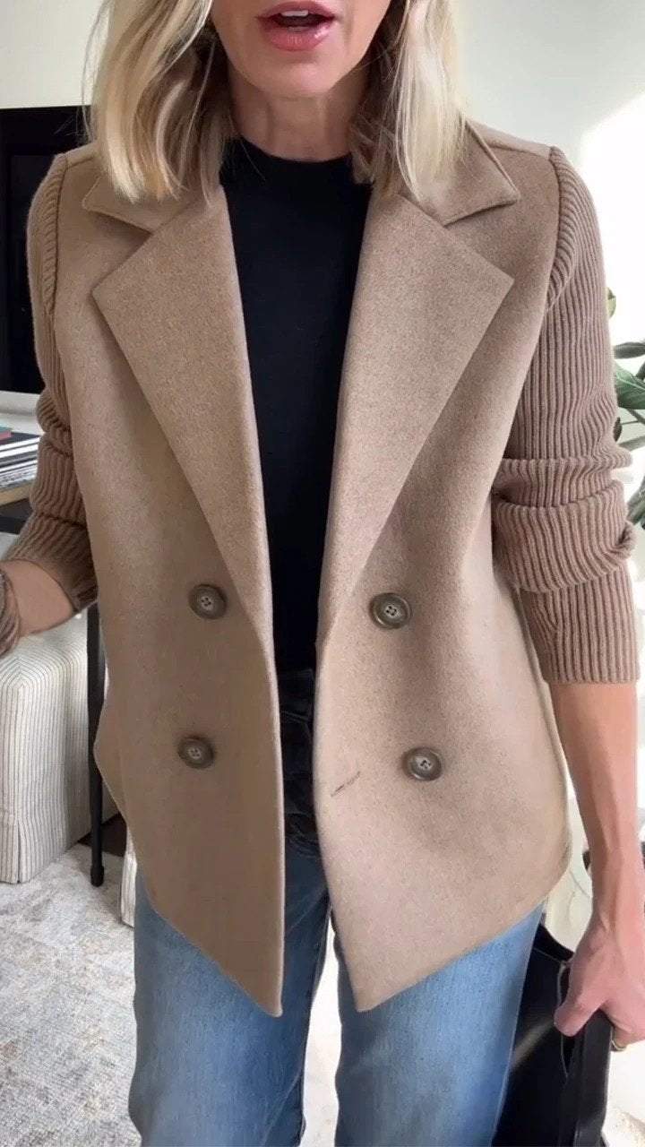 Amelia™ | Stylish Blazer with Knitted Sleeves